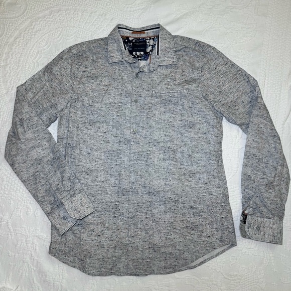 Men' Button Up Dress / Work Shirt Long Sleeve Denim & Flower Ricky Singh Size M - Picture 1 of 13